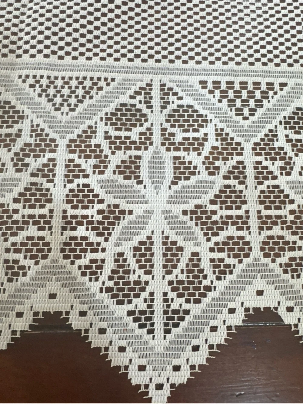 Vintage Lace Curtain Panel Fabric Lot 2 Panels 60x58, Valance 30x25 Craft Sewing